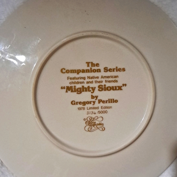 Vintage 1978 Sioux boy & Wolf pup Collectors 8" Plate - Picture 2 of 4
